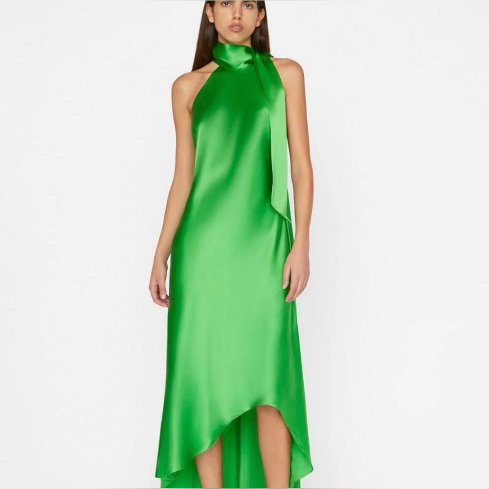 FRAME Peridot Silk Halter Dress, Medium